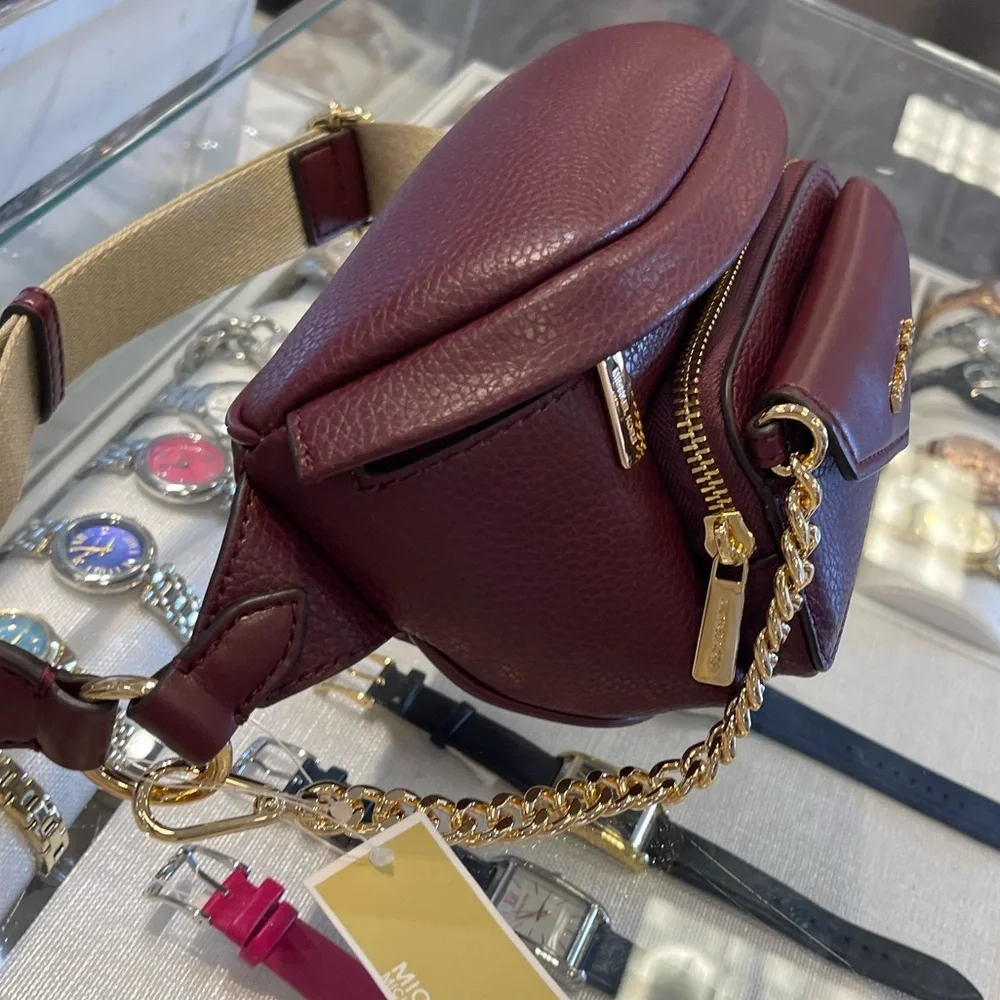 Michael Kors Maisie 2 In 1 Small Leather Waist pack Fanny pack Bag (Oxblood) MK